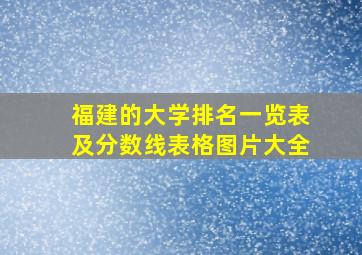 福建的大学排名一览表及分数线表格图片大全