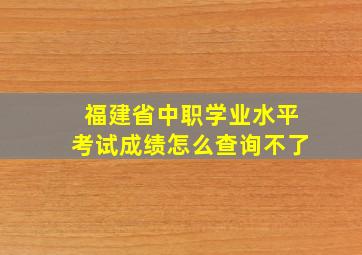 福建省中职学业水平考试成绩怎么查询不了