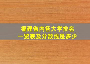 福建省内各大学排名一览表及分数线是多少