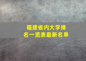 福建省内大学排名一览表最新名单