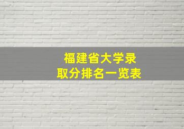 福建省大学录取分排名一览表