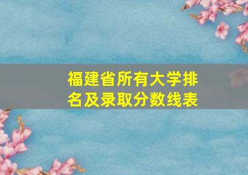 福建省所有大学排名及录取分数线表