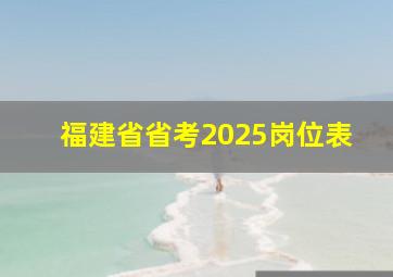 福建省省考2025岗位表