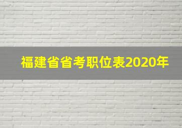 福建省省考职位表2020年