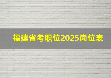 福建省考职位2025岗位表