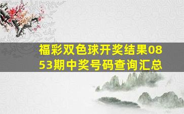 福彩双色球开奖结果0853期中奖号码查询汇总