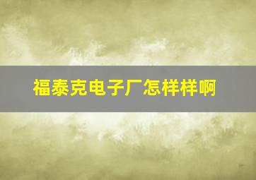 福泰克电子厂怎样样啊