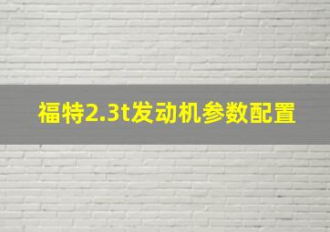 福特2.3t发动机参数配置