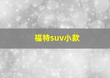 福特suv小款