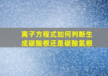 离子方程式如何判断生成碳酸根还是碳酸氢根