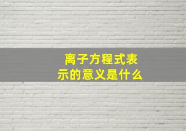 离子方程式表示的意义是什么