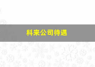 科来公司待遇