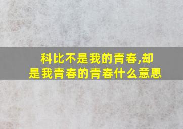 科比不是我的青春,却是我青春的青春什么意思