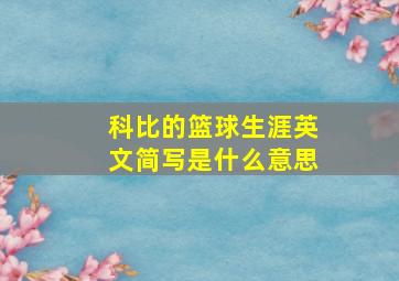 科比的篮球生涯英文简写是什么意思