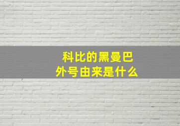 科比的黑曼巴外号由来是什么