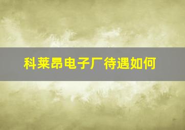 科莱昂电子厂待遇如何