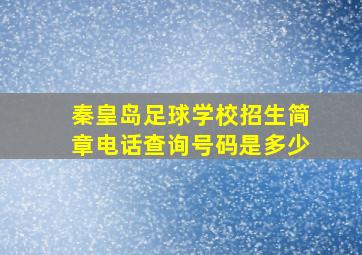 秦皇岛足球学校招生简章电话查询号码是多少