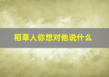 稻草人你想对他说什么