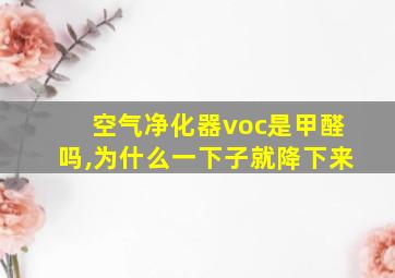 空气净化器voc是甲醛吗,为什么一下子就降下来