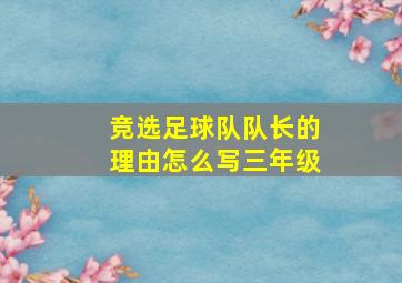 竞选足球队队长的理由怎么写三年级