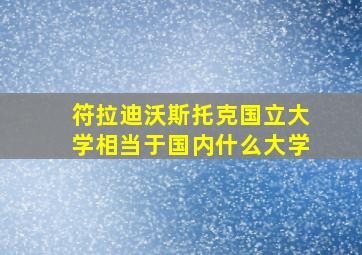 符拉迪沃斯托克国立大学相当于国内什么大学