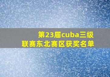 第23届cuba三级联赛东北赛区获奖名单