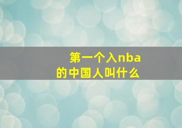 第一个入nba的中国人叫什么