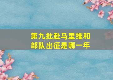 第九批赴马里维和部队出征是哪一年