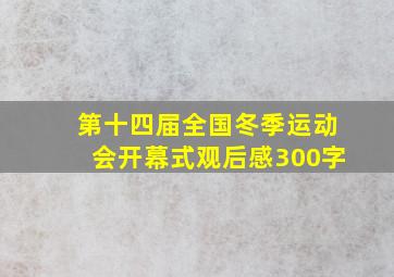 第十四届全国冬季运动会开幕式观后感300字