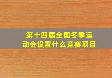 第十四届全国冬季运动会设置什么竞赛项目