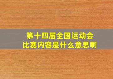 第十四届全国运动会比赛内容是什么意思啊