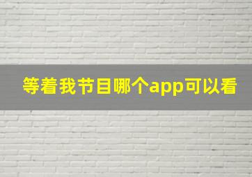 等着我节目哪个app可以看