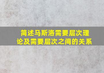 简述马斯洛需要层次理论及需要层次之间的关系