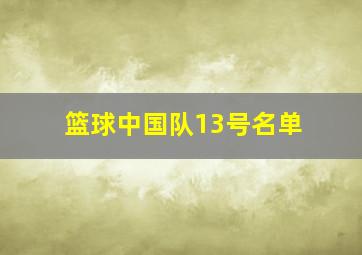 篮球中国队13号名单