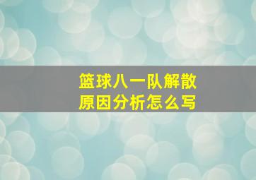 篮球八一队解散原因分析怎么写