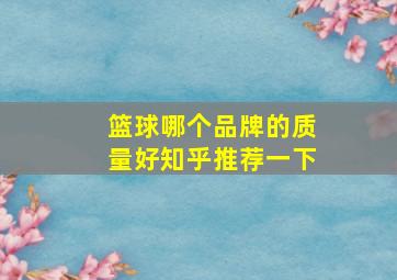 篮球哪个品牌的质量好知乎推荐一下