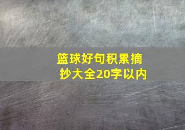 篮球好句积累摘抄大全20字以内