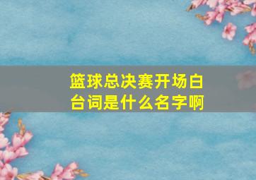 篮球总决赛开场白台词是什么名字啊