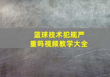 篮球技术犯规严重吗视频教学大全