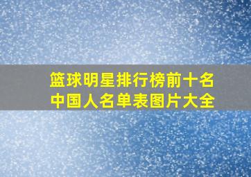 篮球明星排行榜前十名中国人名单表图片大全