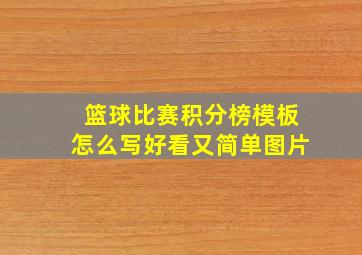 篮球比赛积分榜模板怎么写好看又简单图片