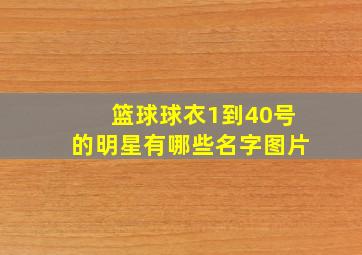 篮球球衣1到40号的明星有哪些名字图片