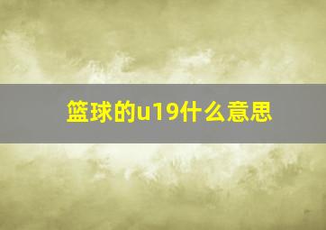 篮球的u19什么意思