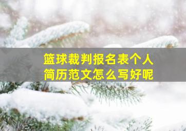 篮球裁判报名表个人简历范文怎么写好呢