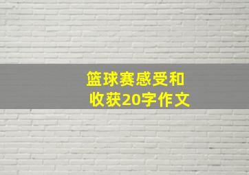 篮球赛感受和收获20字作文