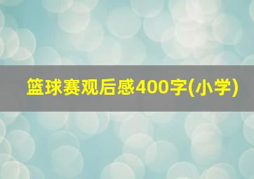 篮球赛观后感400字(小学)