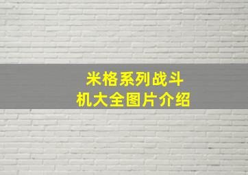 米格系列战斗机大全图片介绍