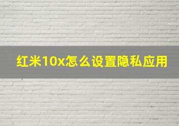 红米10x怎么设置隐私应用