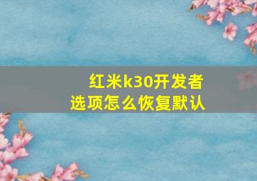 红米k30开发者选项怎么恢复默认