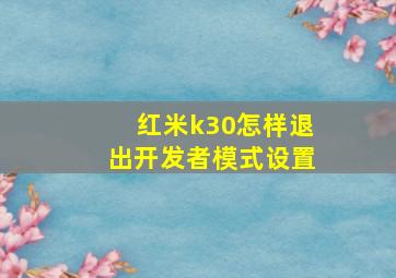 红米k30怎样退出开发者模式设置